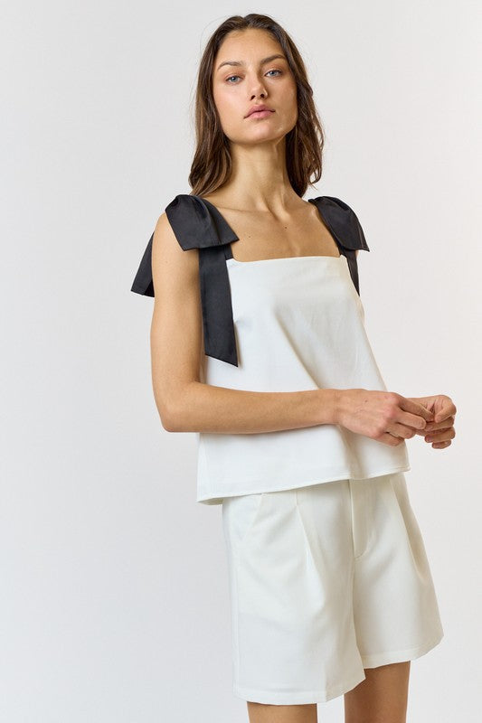 Paulette Satin Bow Blouse