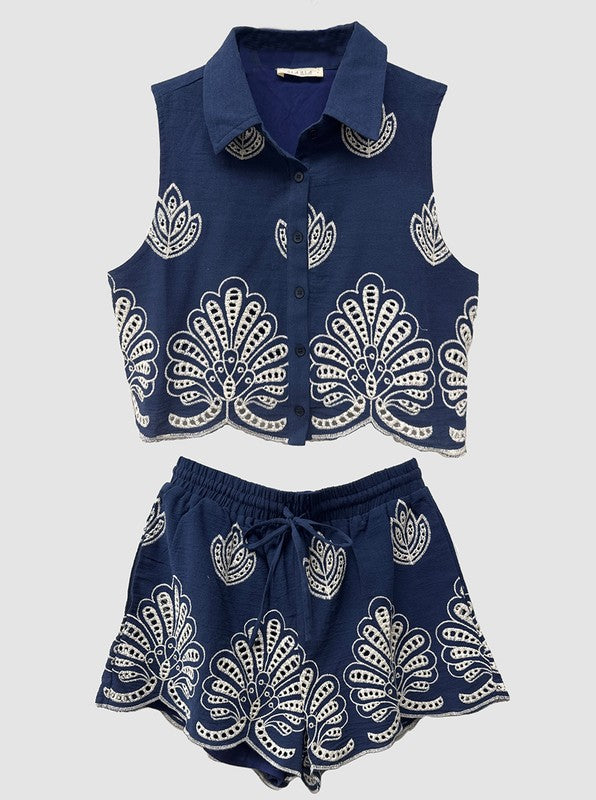 Santorini Breeze Embroidered 2 Piece