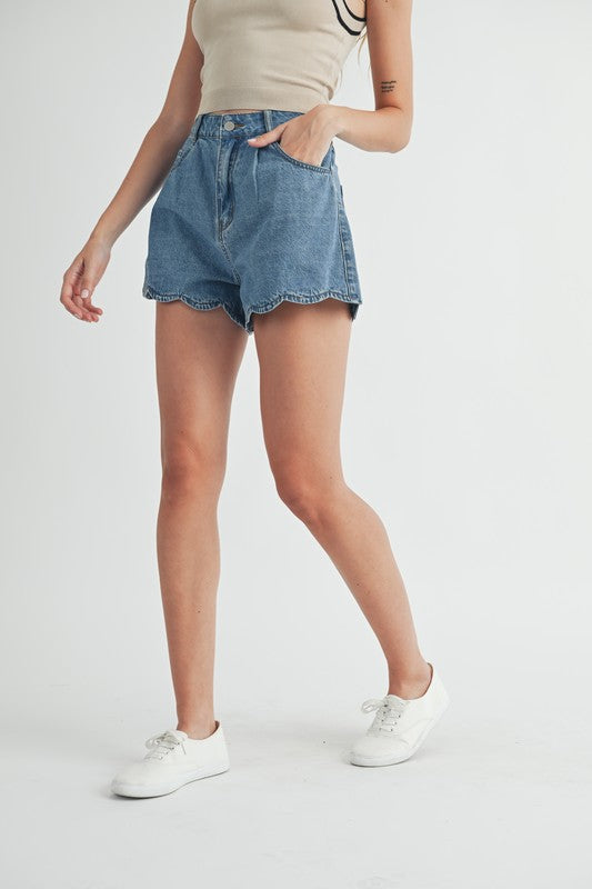 Coastal Charm Scalloped Shorts
