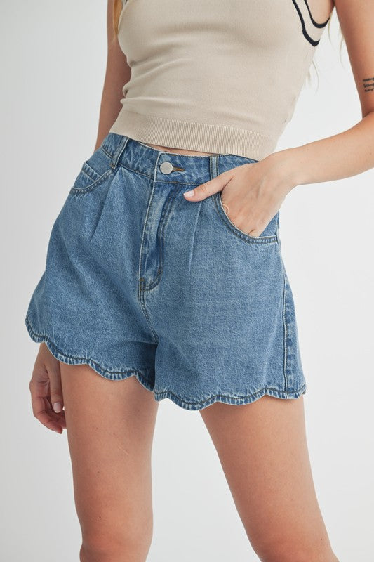 Coastal Charm Scalloped Shorts