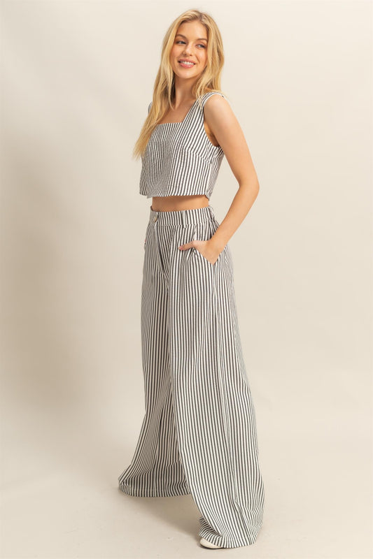 Striped Crop & Pant Set