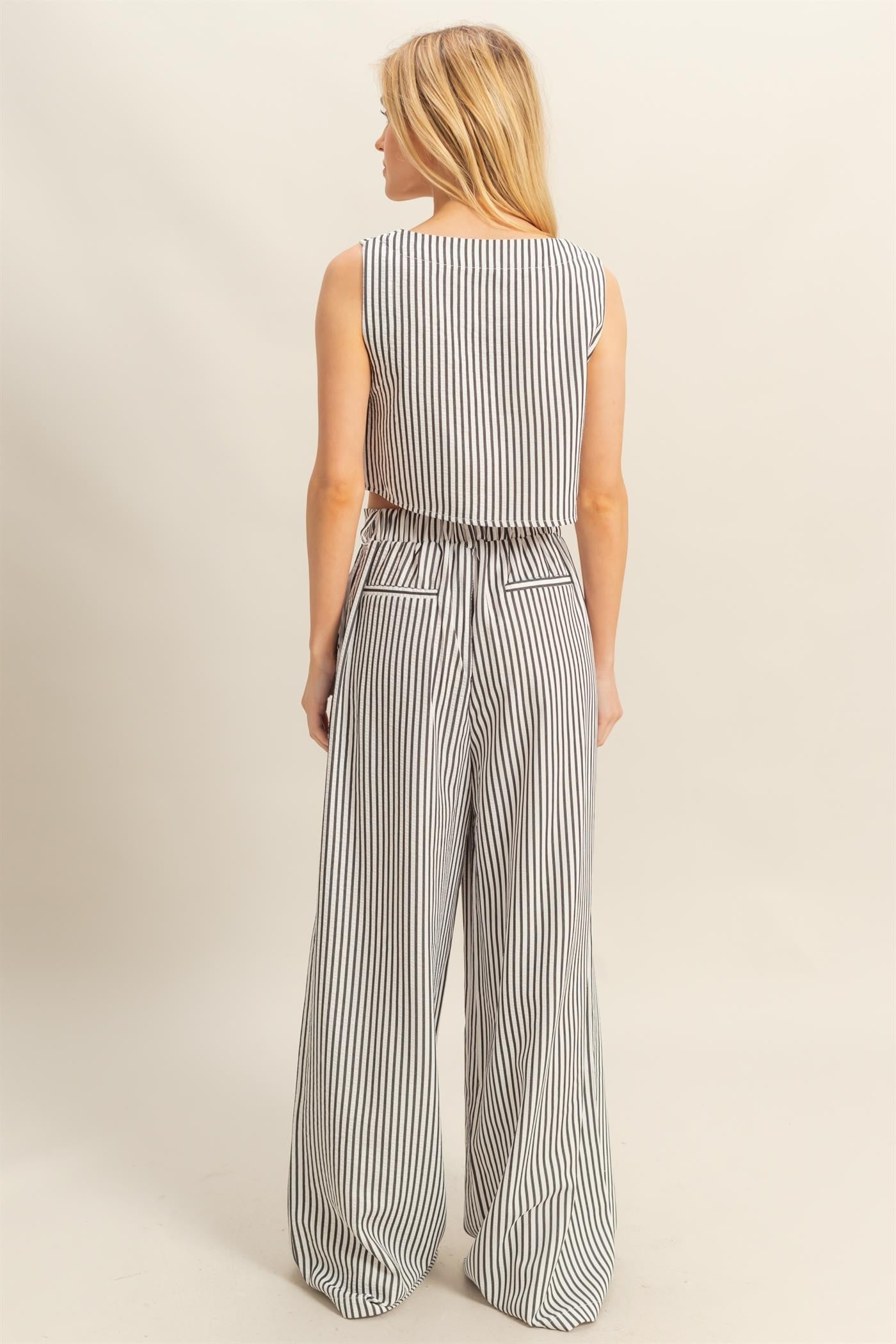 Striped Crop & Pant Set