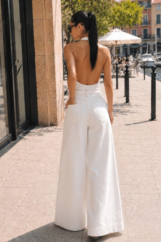 Mid Rise Wide Leg White Jeans