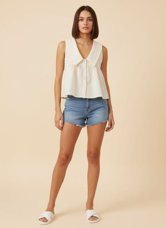 Desiree Deep V Button Down