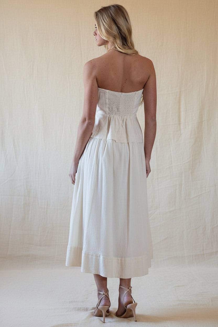 ivory strapless crinkle