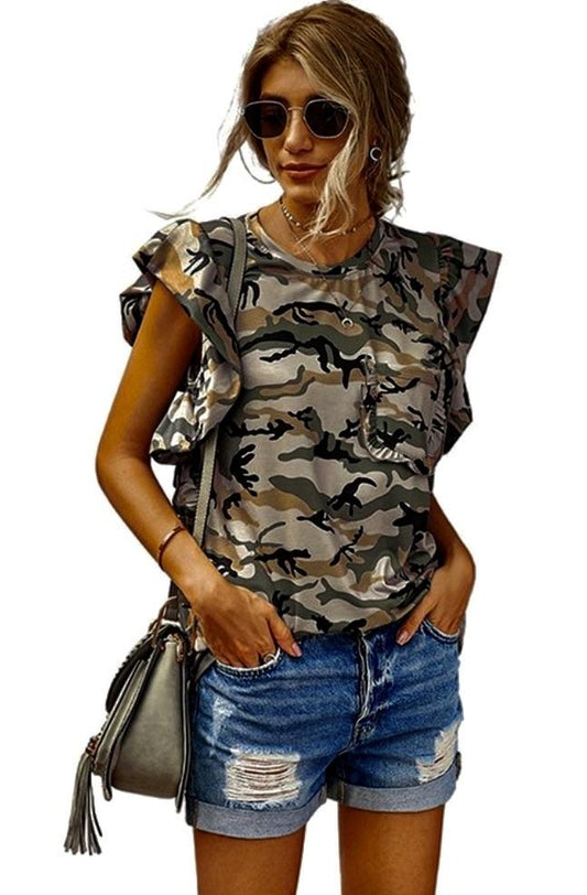 Sleveless Camo T