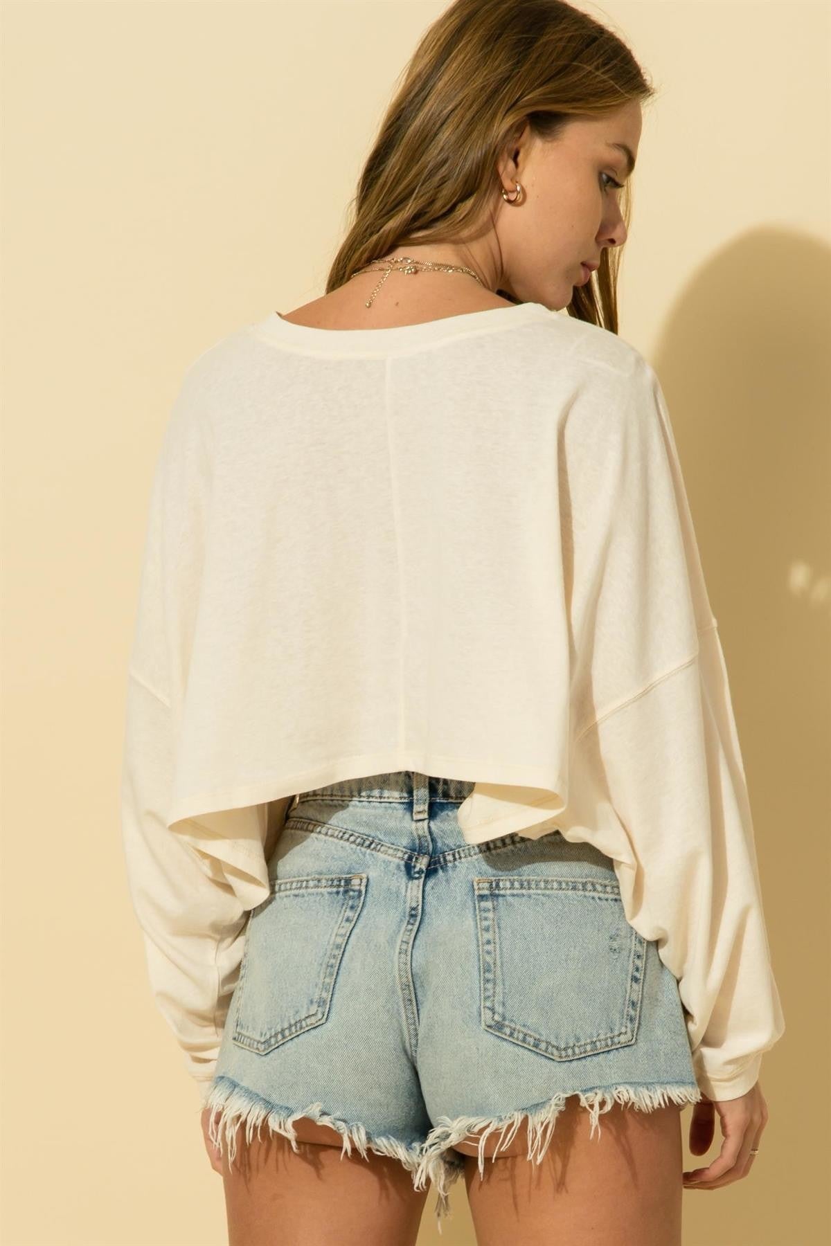 Long Sleeve Oversize Crop Top