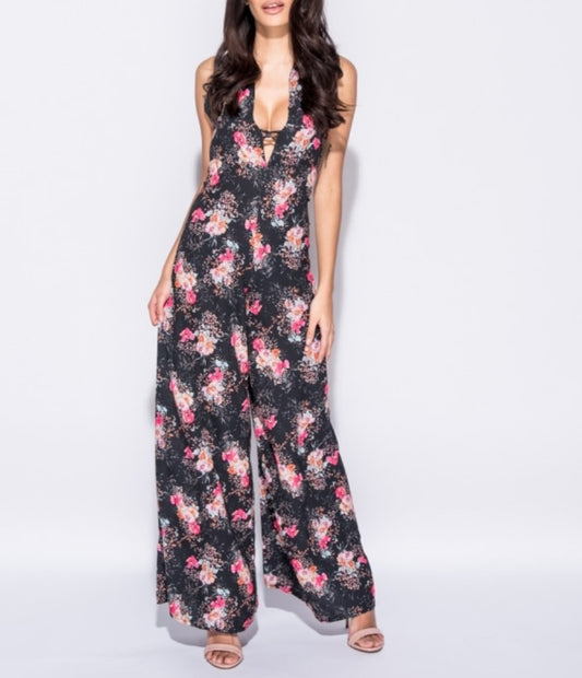 Floral halter Palazzo jumpsuit