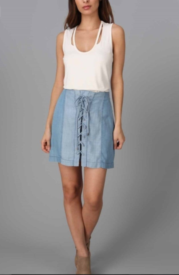 Chambray mini skirt